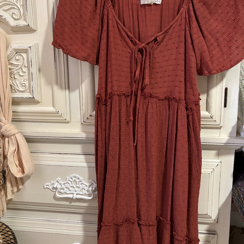 Lovely rust colored bohemian summer dress